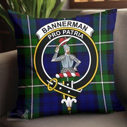 ScotsTee Shop Scottish Bannerman Clan Crest Tartan Pillow/ Pillow Cover Tartan Accessories for Home