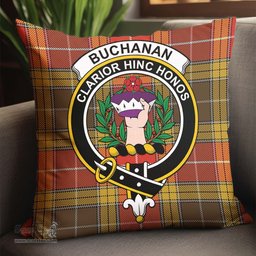 ScotsTee Shop Scottish Buchanan Old Set Weathered Clan Crest Tartan Pillow/ Pillow Cover Tartan Accessories for Home