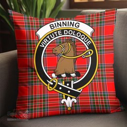 ScotsTee Shop Scottish Binning Clan Crest Tartan Pillow/ Pillow Cover Tartan Accessories for Home