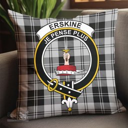 ScotsTee Shop Scottish Erskine Black and White Clan Crest Tartan Pillow/ Pillow Cover Tartan Accessories for Home