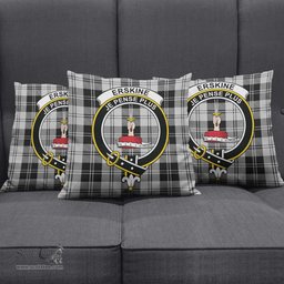ScotsTee Shop Scottish Erskine Black and White Clan Crest Tartan Pillow/ Pillow Cover Tartan Accessories for Home