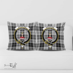 ScotsTee Shop Scottish Erskine Black and White Clan Crest Tartan Pillow/ Pillow Cover Tartan Accessories for Home