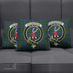 ScotsTee Shop Scottish Colquhoun Clan Crest Tartan Pillow/ Pillow Cover Tartan Accessories for Home