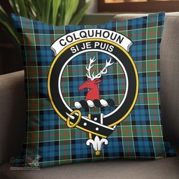 ScotsTee Shop Scottish Colquhoun Ancient Clan Crest Tartan Pillow/ Pillow Cover Tartan Accessories for Home