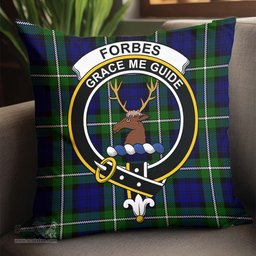 ScotsTee Shop Scottish Forbes Modern Clan Crest Tartan Pillow/ Pillow Cover Tartan Accessories for Home