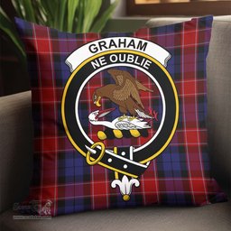ScotsTee Shop Scottish Graham of Menteith Red Clan Crest Tartan Pillow/ Pillow Cover Tartan Accessories for Home