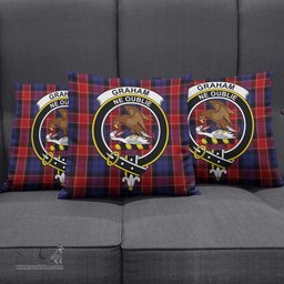 ScotsTee Shop Scottish Graham of Menteith Red Clan Crest Tartan Pillow/ Pillow Cover Tartan Accessories for Home