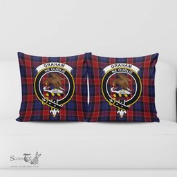 ScotsTee Shop Scottish Graham of Menteith Red Clan Crest Tartan Pillow/ Pillow Cover Tartan Accessories for Home