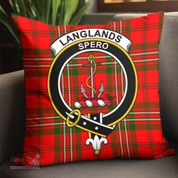 ScotsTee Shop Scottish Langlands Clan Crest Tartan Pillow/ Pillow Cover Tartan Accessories for Home