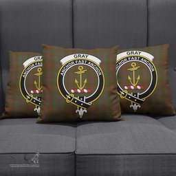 ScotsTee Shop Scottish Gray Clan Crest Tartan Pillow/ Pillow Cover Tartan Accessories for Home