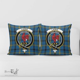 ScotsTee Shop Scottish Laing Clan Crest Tartan Pillow/ Pillow Cover Tartan Accessories for Home