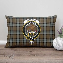 ScotsTee Shop Scottish Graham of Menteith Weathered Clan Crest Tartan Pillow/ Pillow Cover Tartan Accessories for Home