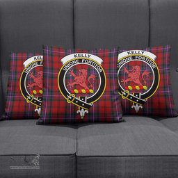 ScotsTee Shop Scottish Kelly of Sleat Red Clan Crest Tartan Pillow/ Pillow Cover Tartan Accessories for Home