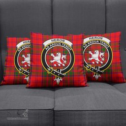 ScotsTee Shop Scottish Heron Clan Crest Tartan Pillow/ Pillow Cover Tartan Accessories for Home