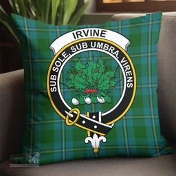 ScotsTee Shop Scottish Irvine of Bonshaw Clan Crest Tartan Pillow/ Pillow Cover Tartan Accessories for Home