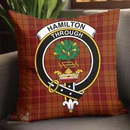 ScotsTee Shop Scottish Hamilton Red Clan Crest Tartan Pillow/ Pillow Cover Tartan Accessories for Home