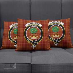 ScotsTee Shop Scottish Hamilton Red Clan Crest Tartan Pillow/ Pillow Cover Tartan Accessories for Home