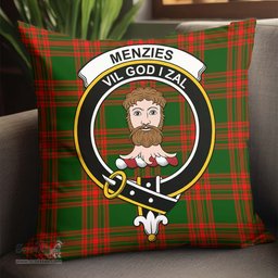 ScotsTee Shop Scottish Menzies Green Modern Clan Crest Tartan Pillow/ Pillow Cover Tartan Accessories for Home