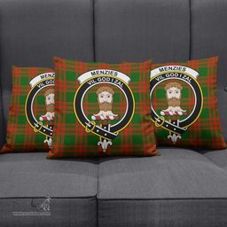 ScotsTee Shop Scottish Menzies Green Modern Clan Crest Tartan Pillow/ Pillow Cover Tartan Accessories for Home