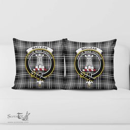 ScotsTee Shop Scottish MacLean Black and White Clan Crest Tartan Pillow/ Pillow Cover Tartan Accessories for Home