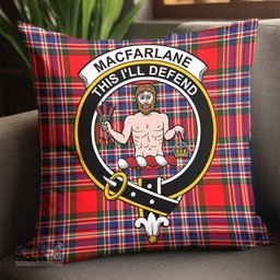 ScotsTee Shop Scottish MacFarlane Modern Clan Crest Tartan Pillow/ Pillow Cover Tartan Accessories for Home