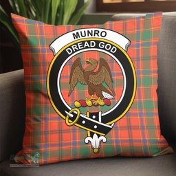ScotsTee Shop Scottish Munro Ancient Clan Crest Tartan Pillow/ Pillow Cover Tartan Accessories for Home