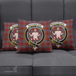 ScotsTee Shop Scottish MacFarlane Red Clan Crest Tartan Pillow/ Pillow Cover Tartan Accessories for Home