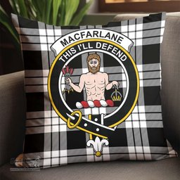 ScotsTee Shop Scottish MacFarlane Black White Clan Crest Tartan Pillow/ Pillow Cover Tartan Accessories for Home