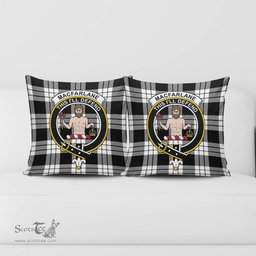 ScotsTee Shop Scottish MacFarlane Black White Clan Crest Tartan Pillow/ Pillow Cover Tartan Accessories for Home