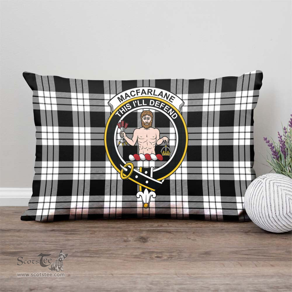 ScotsTee Shop Scottish MacFarlane Black White Clan Crest Tartan Pillow/ Pillow Cover Tartan Accessories for Home
