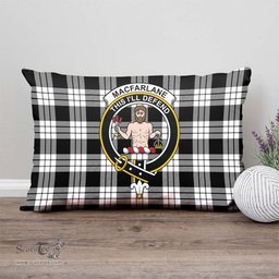 ScotsTee Shop Scottish MacFarlane Black White Clan Crest Tartan Pillow/ Pillow Cover Tartan Accessories for Home