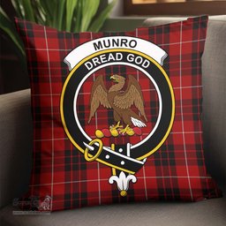 ScotsTee Shop Scottish Munro Black and Red Clan Crest Tartan Pillow/ Pillow Cover Tartan Accessories for Home