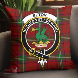 ScotsTee Shop Scottish Seton Clan Crest Tartan Pillow/ Pillow Cover Tartan Accessories for Home