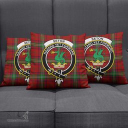 ScotsTee Shop Scottish Seton Clan Crest Tartan Pillow/ Pillow Cover Tartan Accessories for Home