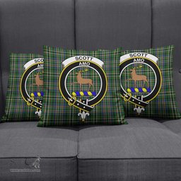 ScotsTee Shop Scottish Scott Green Clan Crest Tartan Pillow/ Pillow Cover Tartan Accessories for Home