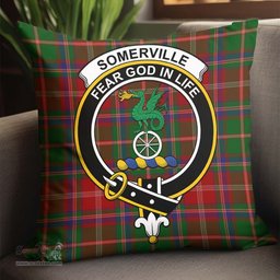 ScotsTee Shop Scottish Somerville Clan Crest Tartan Pillow/ Pillow Cover Tartan Accessories for Home