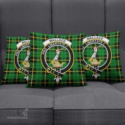 ScotsTee Shop Scottish Wallace Hunting Green Clan Crest Tartan Pillow/ Pillow Cover Tartan Accessories for Home