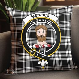 ScotsTee Shop Scottish Menzies Black and White Clan Crest Tartan Pillow/ Pillow Cover Tartan Accessories for Home