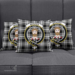 ScotsTee Shop Scottish Menzies Black and White Clan Crest Tartan Pillow/ Pillow Cover Tartan Accessories for Home