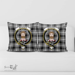ScotsTee Shop Scottish Menzies Black and White Clan Crest Tartan Pillow/ Pillow Cover Tartan Accessories for Home
