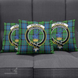 ScotsTee Shop Scottish Stirling Clan Crest Tartan Pillow/ Pillow Cover Tartan Accessories for Home