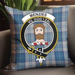 ScotsTee Shop Scottish Menzies Dress Blue and White Clan Crest Tartan Pillow/ Pillow Cover Tartan Accessories for Home