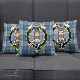 ScotsTee Shop Scottish Menzies Dress Blue and White Clan Crest Tartan Pillow/ Pillow Cover Tartan Accessories for Home