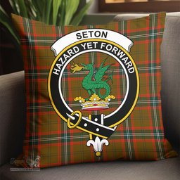ScotsTee Shop Scottish Seton Hunting Modern Clan Crest Tartan Pillow/ Pillow Cover Tartan Accessories for Home