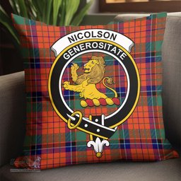 ScotsTee Shop Scottish Nicolson Ancient Clan Crest Tartan Pillow/ Pillow Cover Tartan Accessories for Home