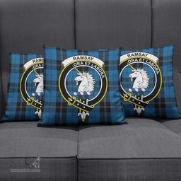 ScotsTee Shop Scottish Ramsay Blue Hunting Clan Crest Tartan Pillow/ Pillow Cover Tartan Accessories for Home