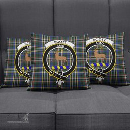 ScotsTee Shop Scottish Scott Green Modern Clan Crest Tartan Pillow/ Pillow Cover Tartan Accessories for Home
