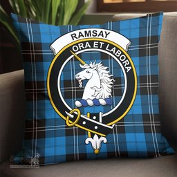 ScotsTee Shop Scottish Ramsay Blue Ancient Clan Crest Tartan Pillow/ Pillow Cover Tartan Accessories for Home