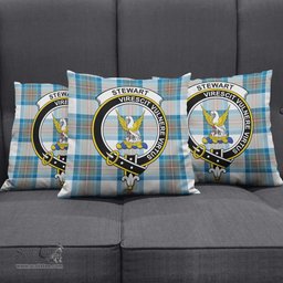 ScotsTee Shop Scottish Stewart Muted Blue Clan Crest Tartan Pillow/ Pillow Cover Tartan Accessories for Home