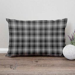 ScotsTee Shop Scottish MacLean Black and White Clan Tartan Pillow/ Pillow Cover Tartan Accessories for Home